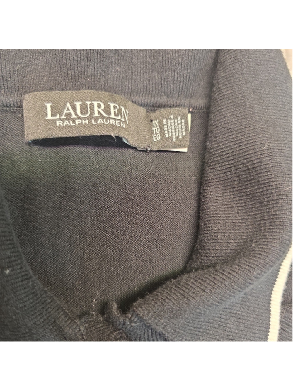 Lauren Ralph Lauren Black Label Ruffle Trim Polo Sweater In Black Women's Sz 1X - Picture 6 of 10